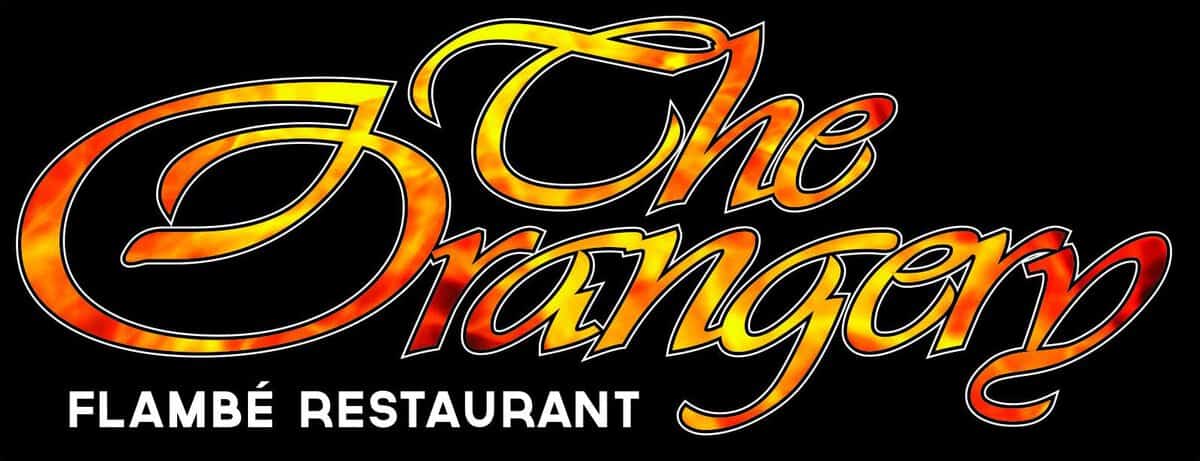 The Orangery logo Vibrant "The Stranger" logo with fiery orange and yellow text on black background.
