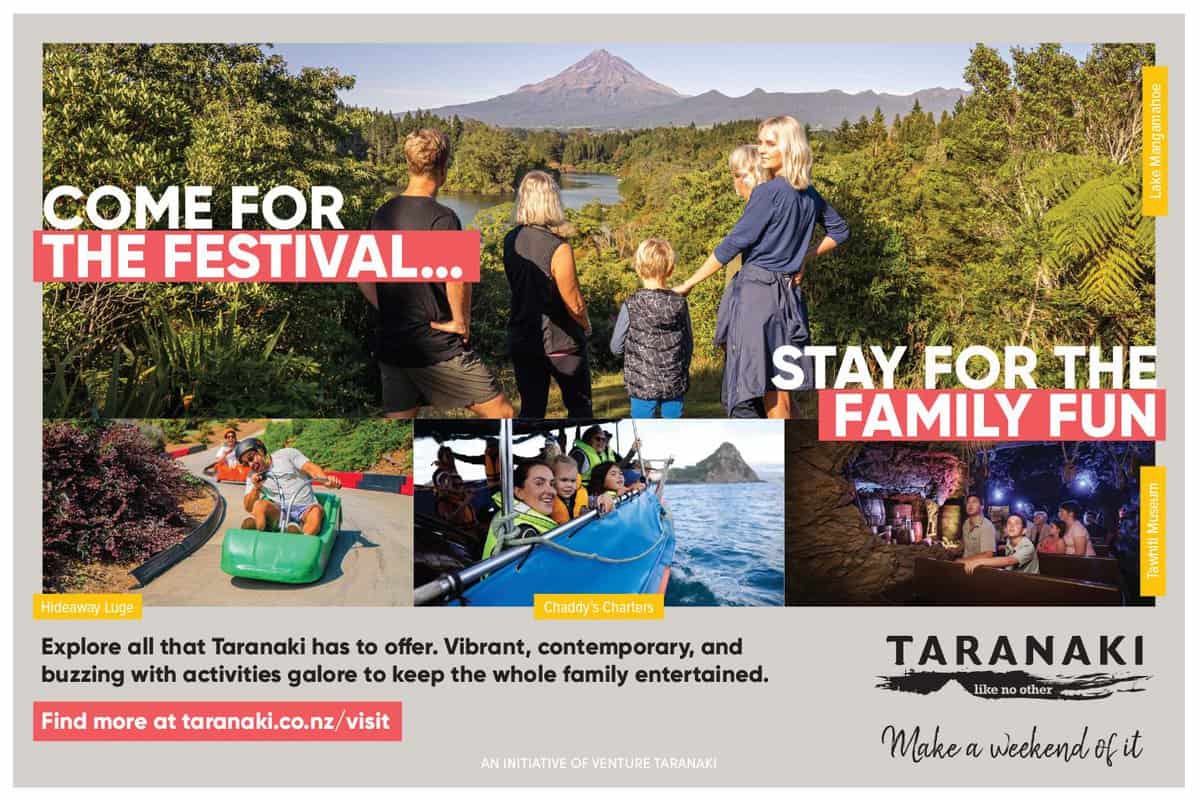 Vibrant outdoor family activities in Taranaki with lakes, kayaking, and adventures.