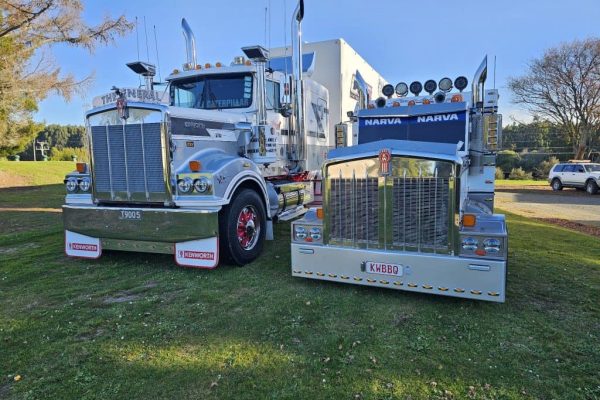 Classic American trucks on display at Americarna event in New Zealand.