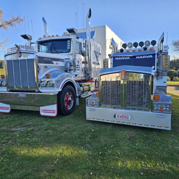 Classic American trucks on display at Americarna event in New Zealand.