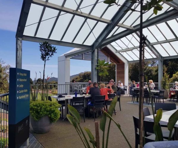 Vineyard outdoor dining area at Americarna event in New Zealand, scenic views and relaxed atmosphere.