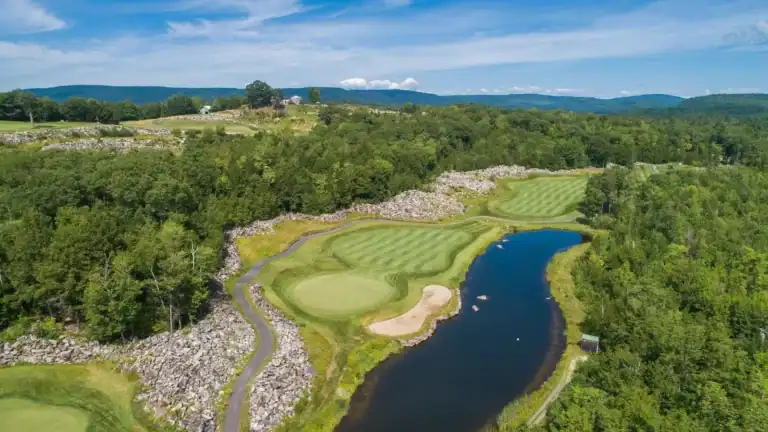 Aerial view of a golf course.
