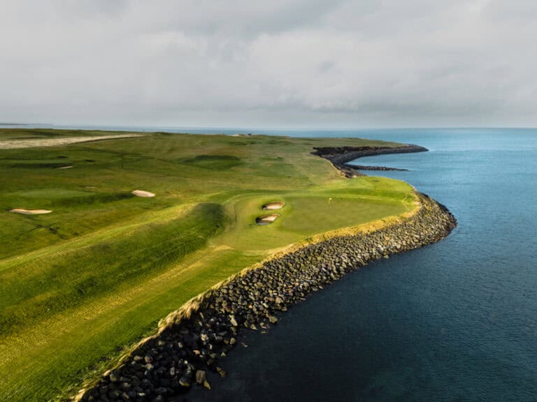Coastal golf course with ocean view