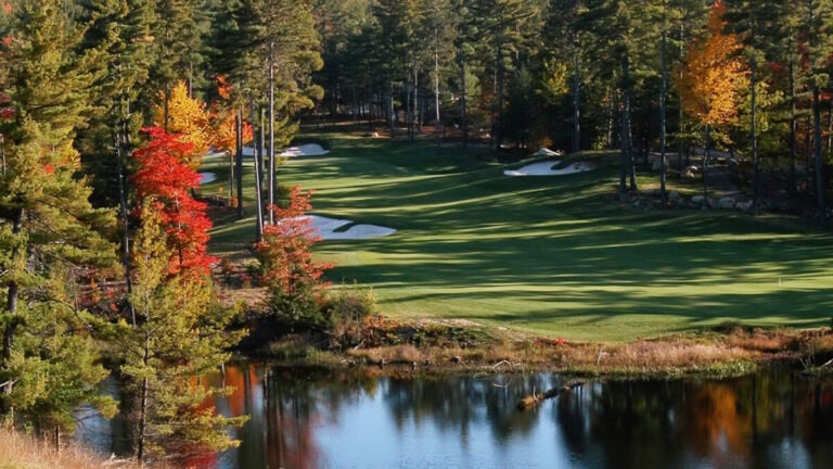 Scenic golf course with autumn foliage