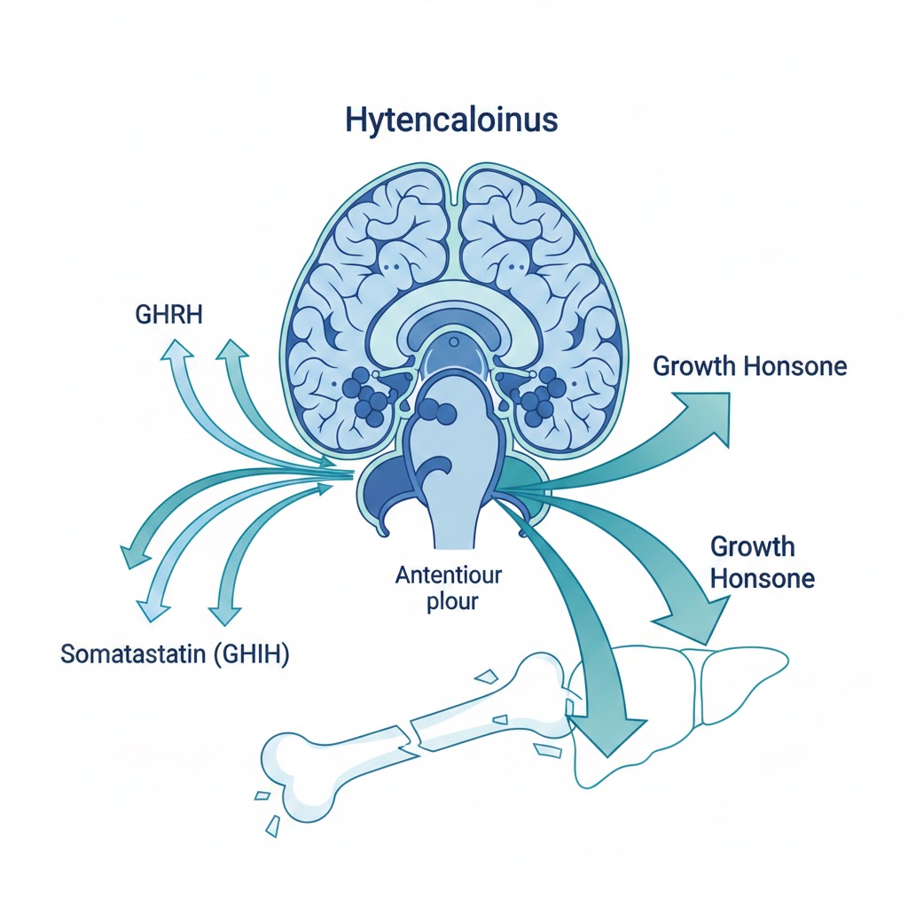 Pituitary/Brain Diagram Style of Ipamorelin vs Sermorelin