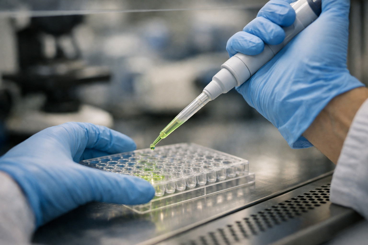 Scientist performing experimental applications of Peptide Lipo C in research settings illustrating how does peptide lipo c function in research settings? molecular mechanisms and applications