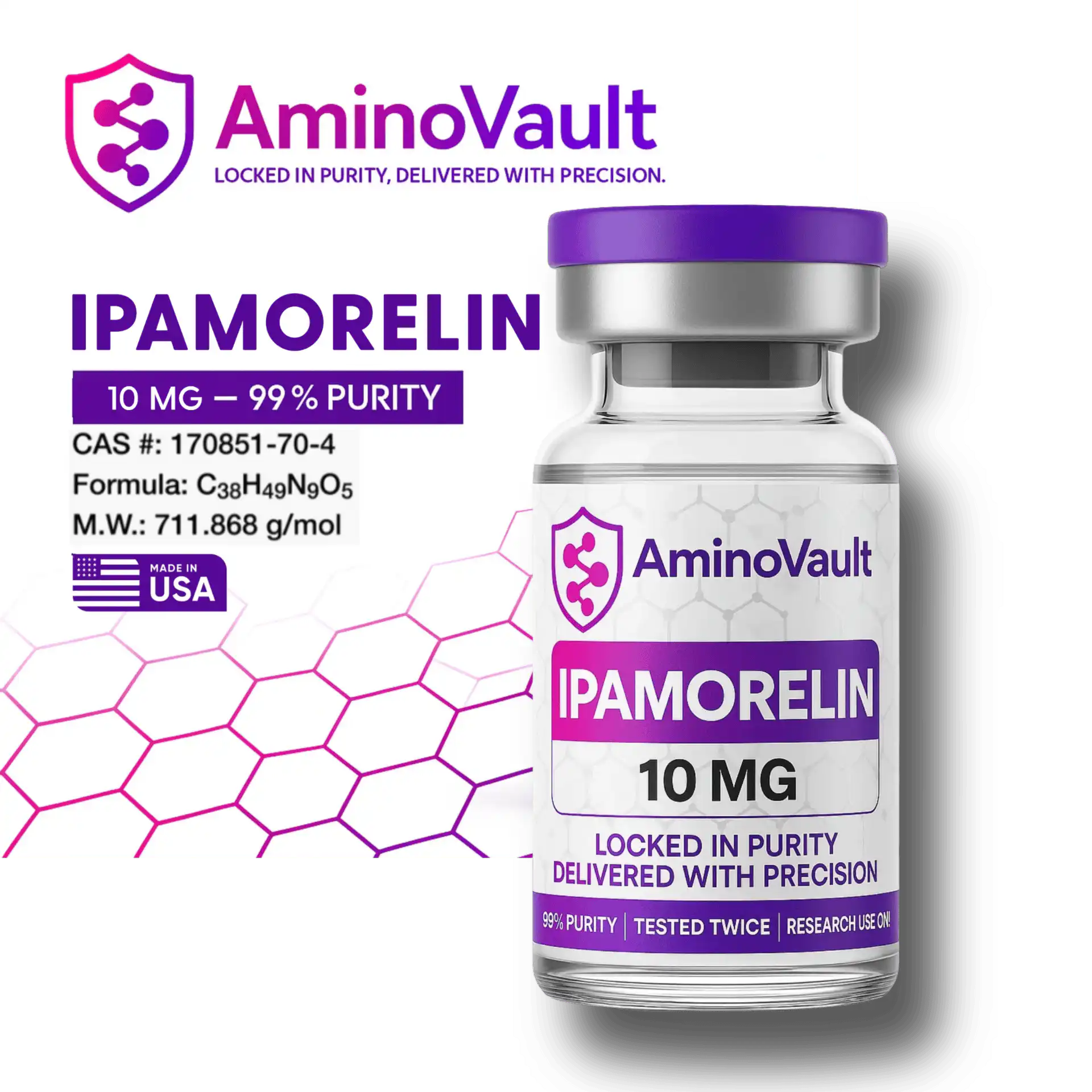 Ipamorelin – 99%+ Research Peptide | AminoVault