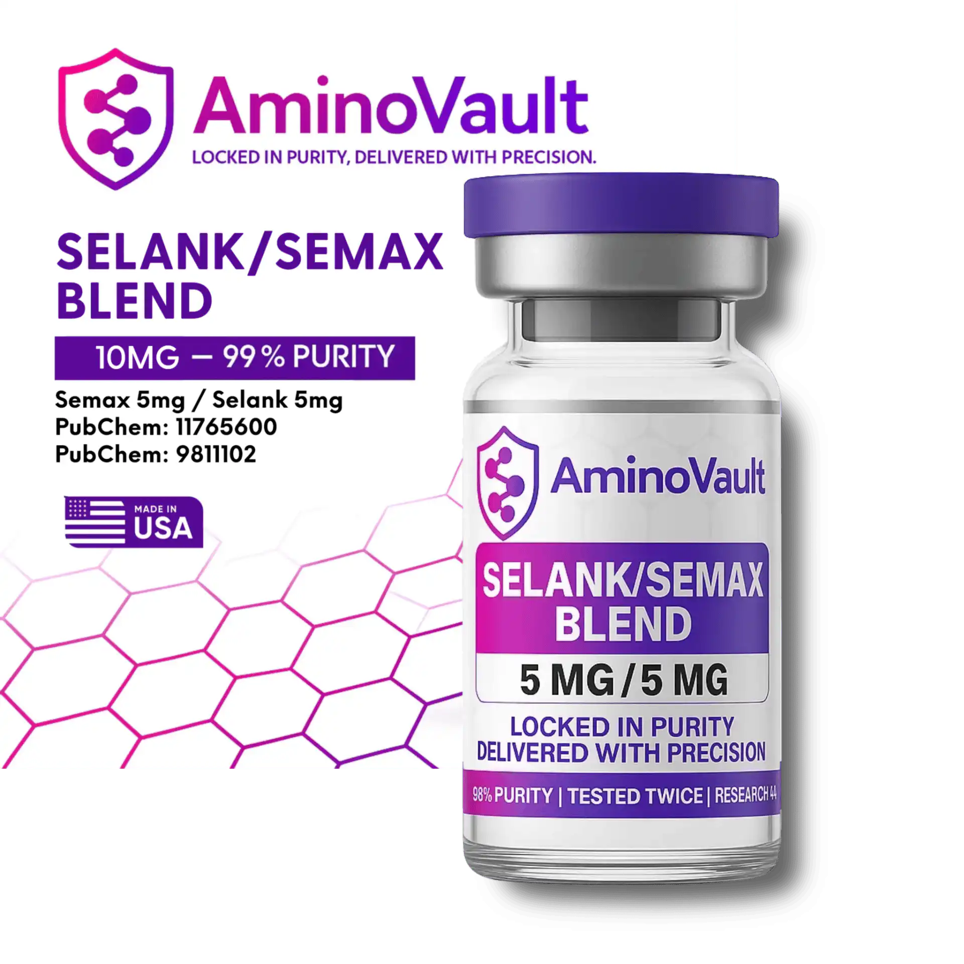 Selank Semax Blend Research Peptides at AminoVault