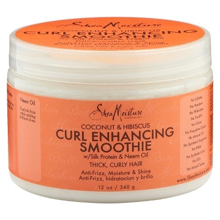 Jar of SheaMoisture Curl Enhancing Smoothie for defining and moisturizing curly hair