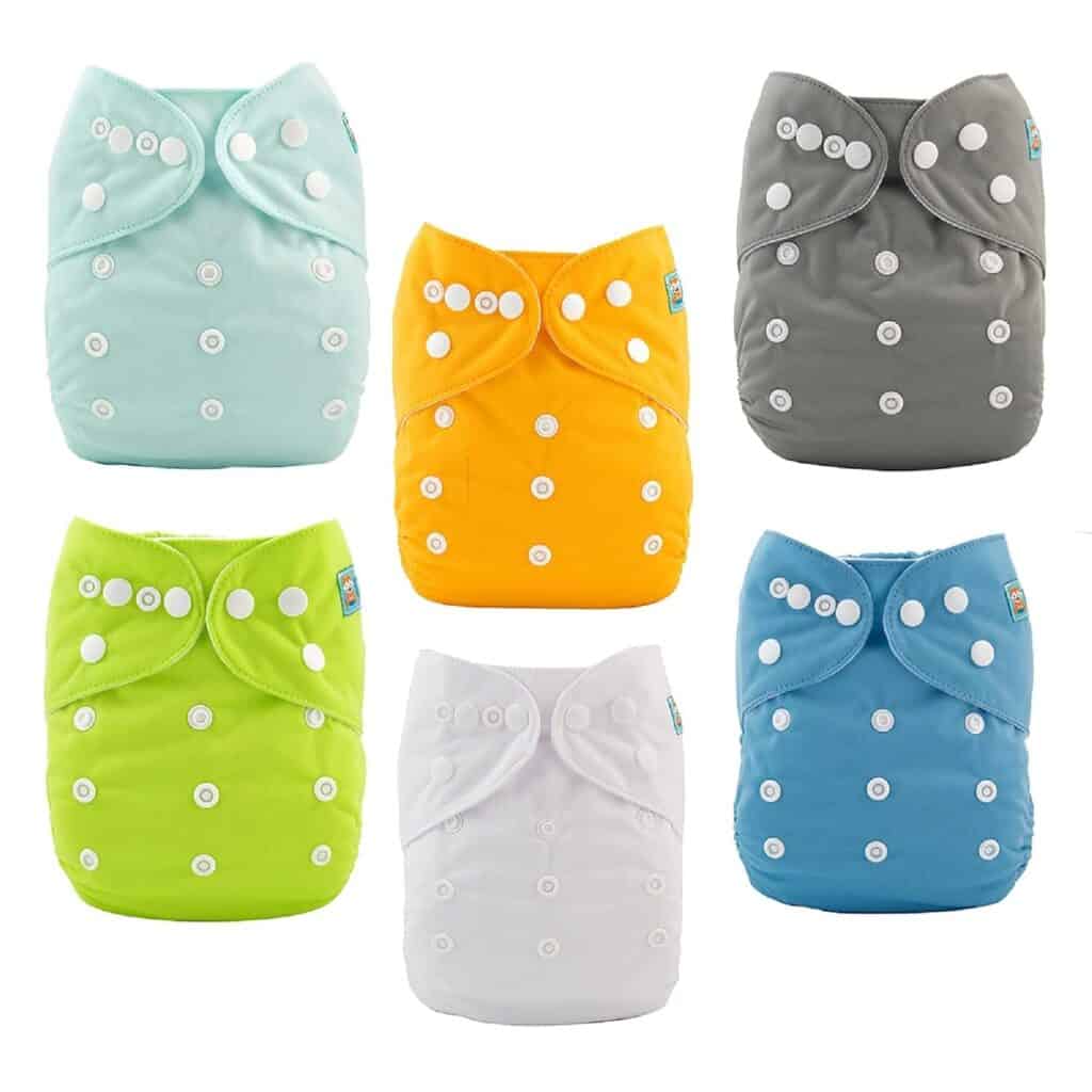 Colorful reusable cloth diapers, a cost-effective alternative to disposables for new parents.