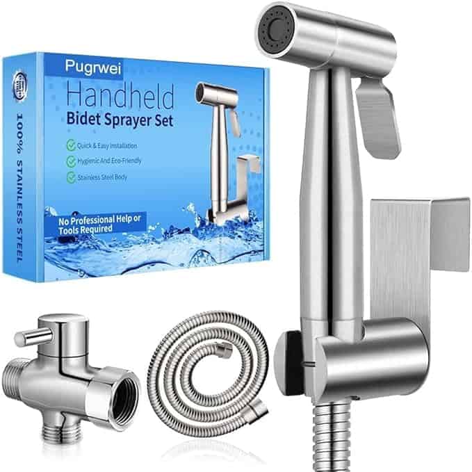 handheld bidet sprayer kit for cloth diaper cleaning at home.