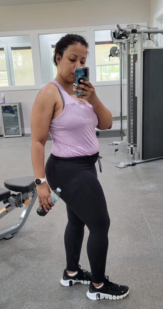 Progress photo of fitness journey 11 months postpartum