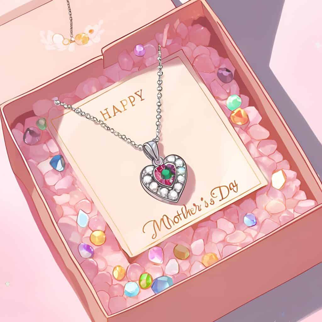 Custom birthstone necklace Mother's Day gift from kids to mom.