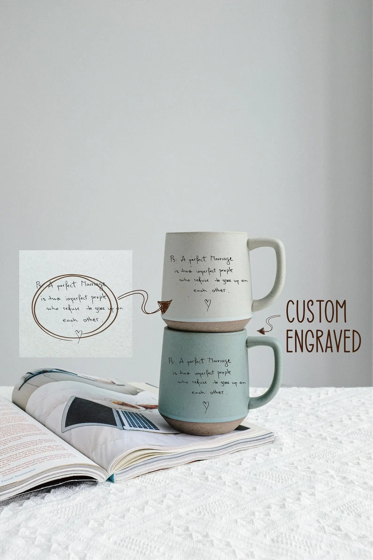 Engraved Handwriting Mug – Personalized ceramic mug with engraved handwritten message