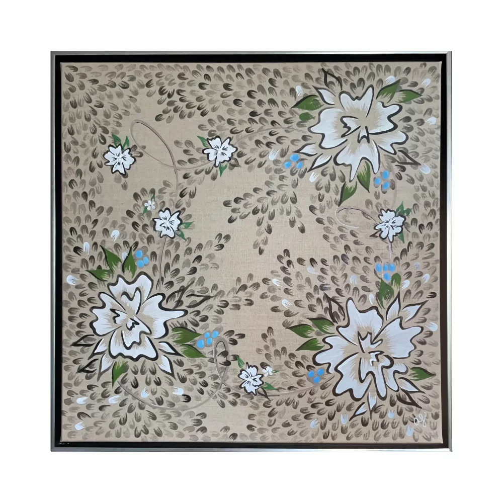 floral artwork on linen