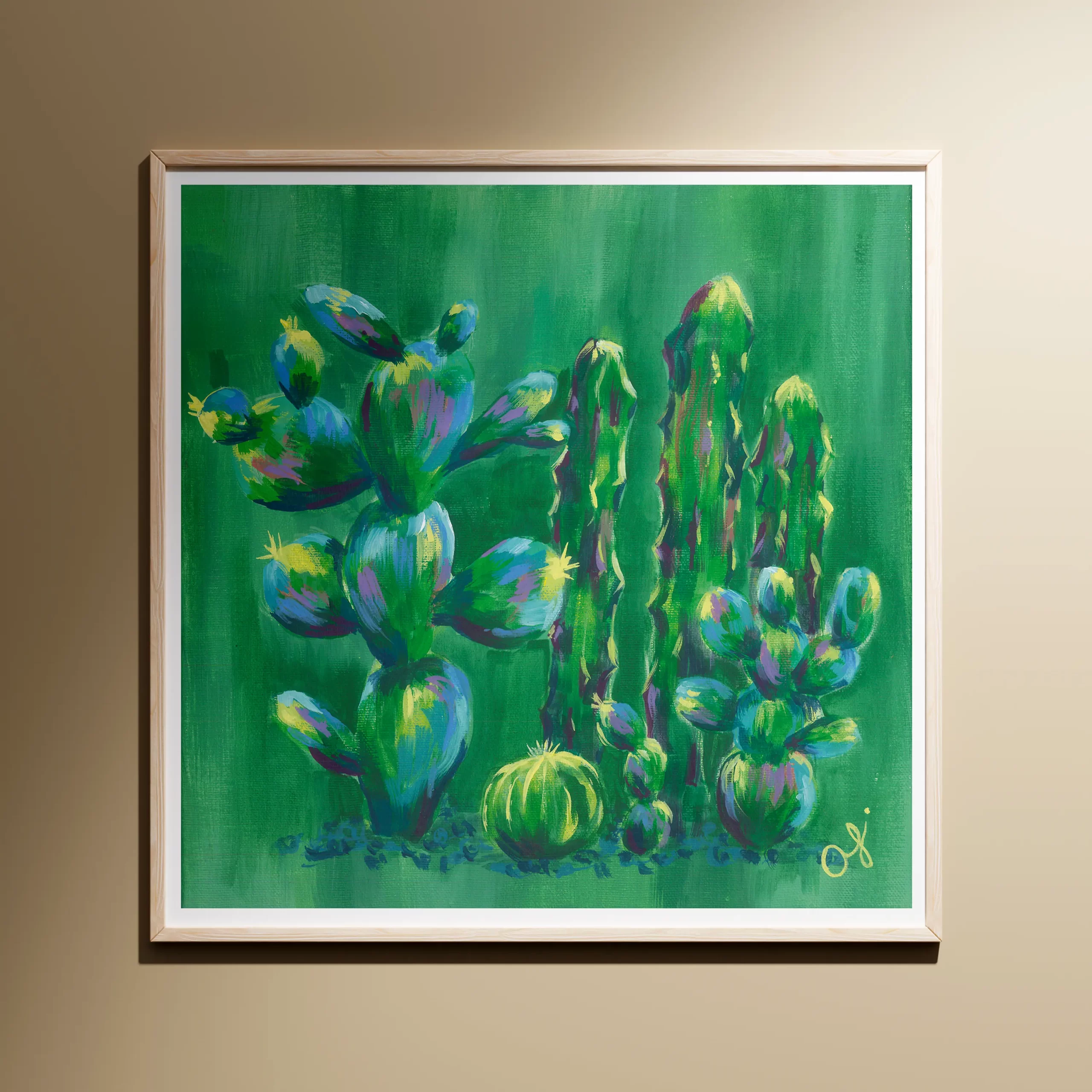 Green Cactus Print