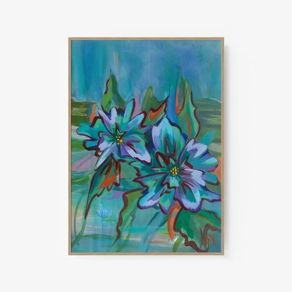 Colorful Floral Print in Blue and Purple
