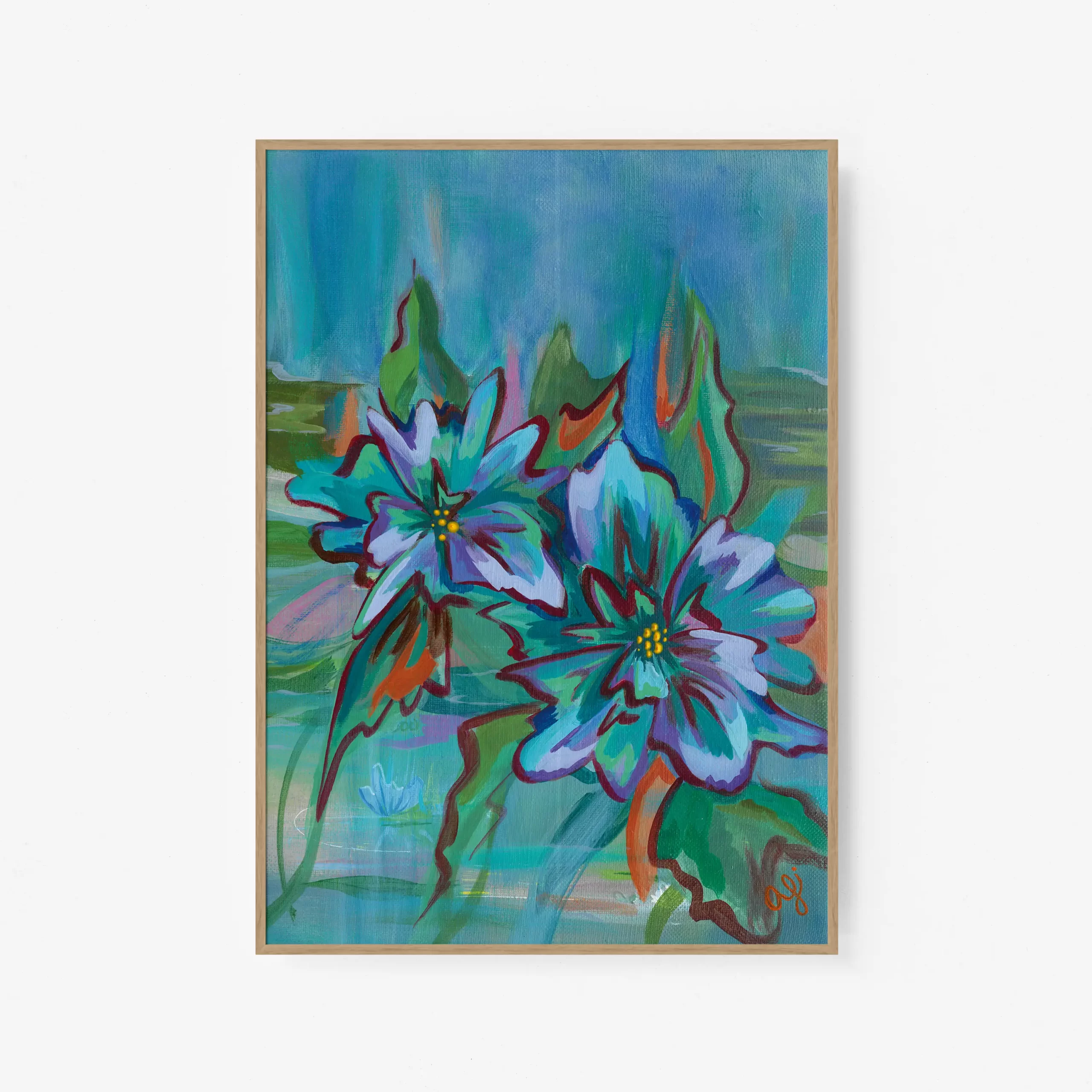 Colorful Floral Print in Blue and Purple