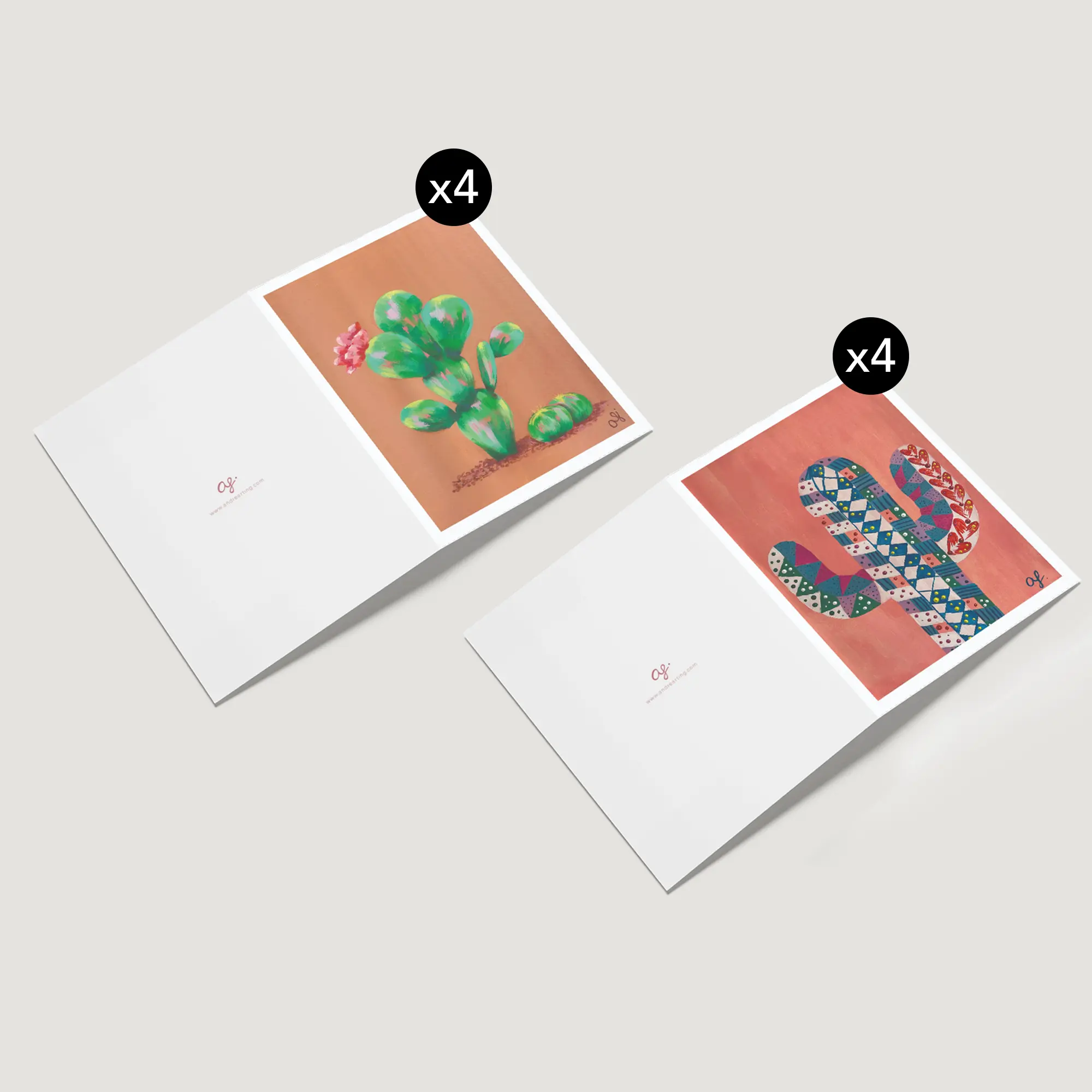 Set of 8 Mixed Cactus Greeting Cards
