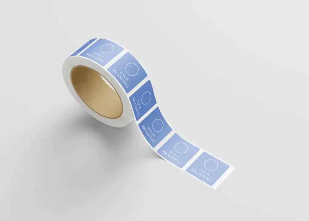 Free Square Roll Sticker Mockup