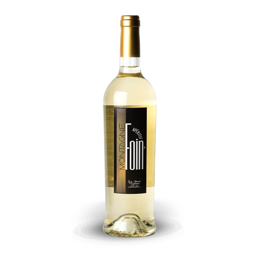 Bouteille d'apéritif Montagne Blanc, boisson rafraîchissante et élégante.