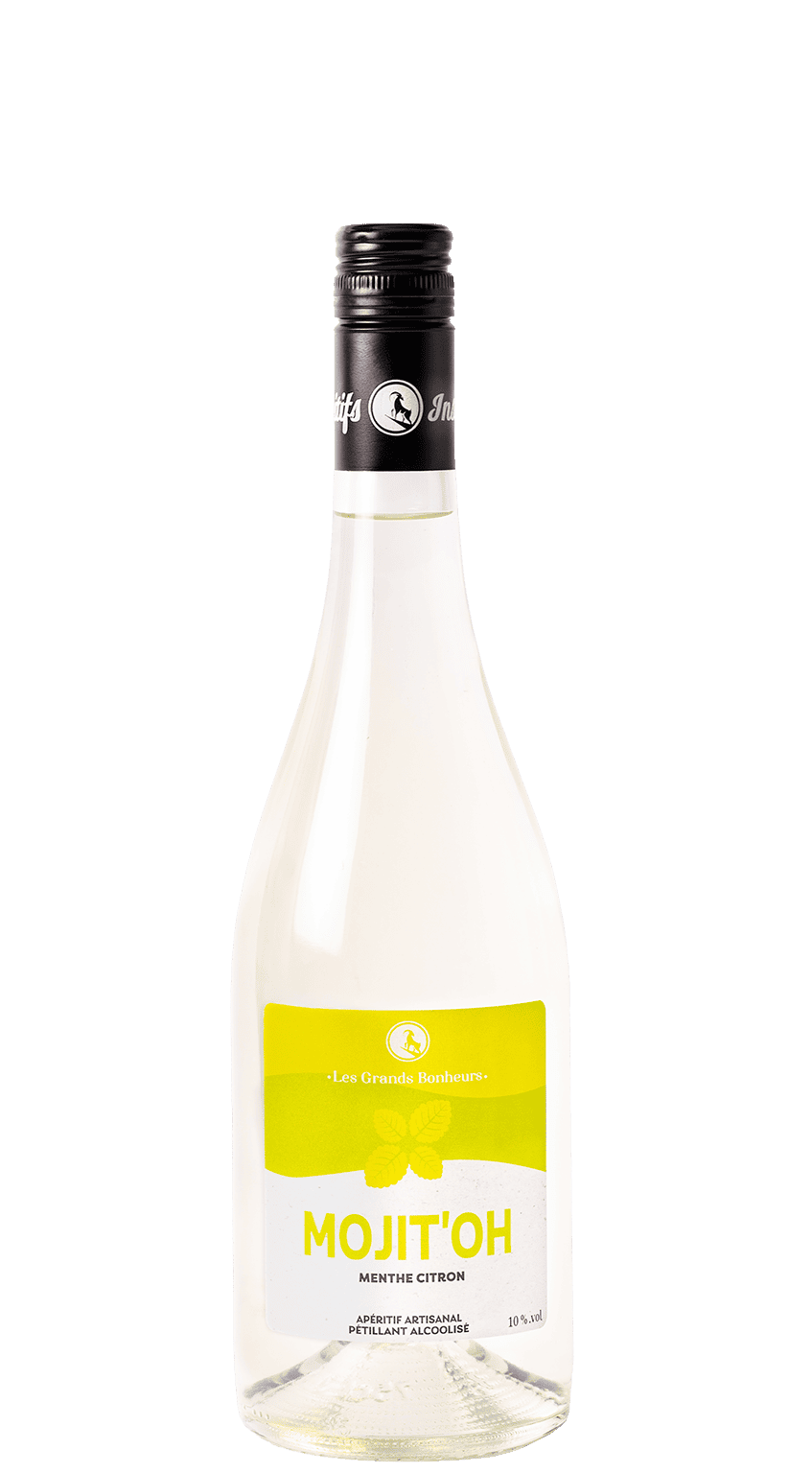 Bouteille de Mojitoh, aperitifs menthe citron petillant alcoolisés des Vosges 75cl