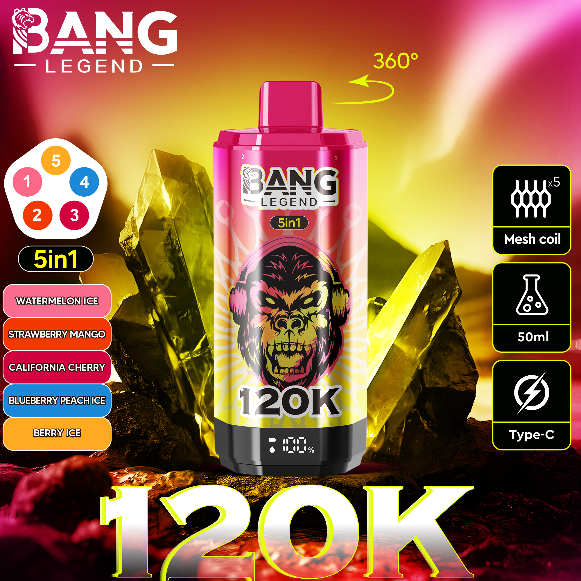 Bang Legend 120K Züge Einweg-Vape - Billede 8