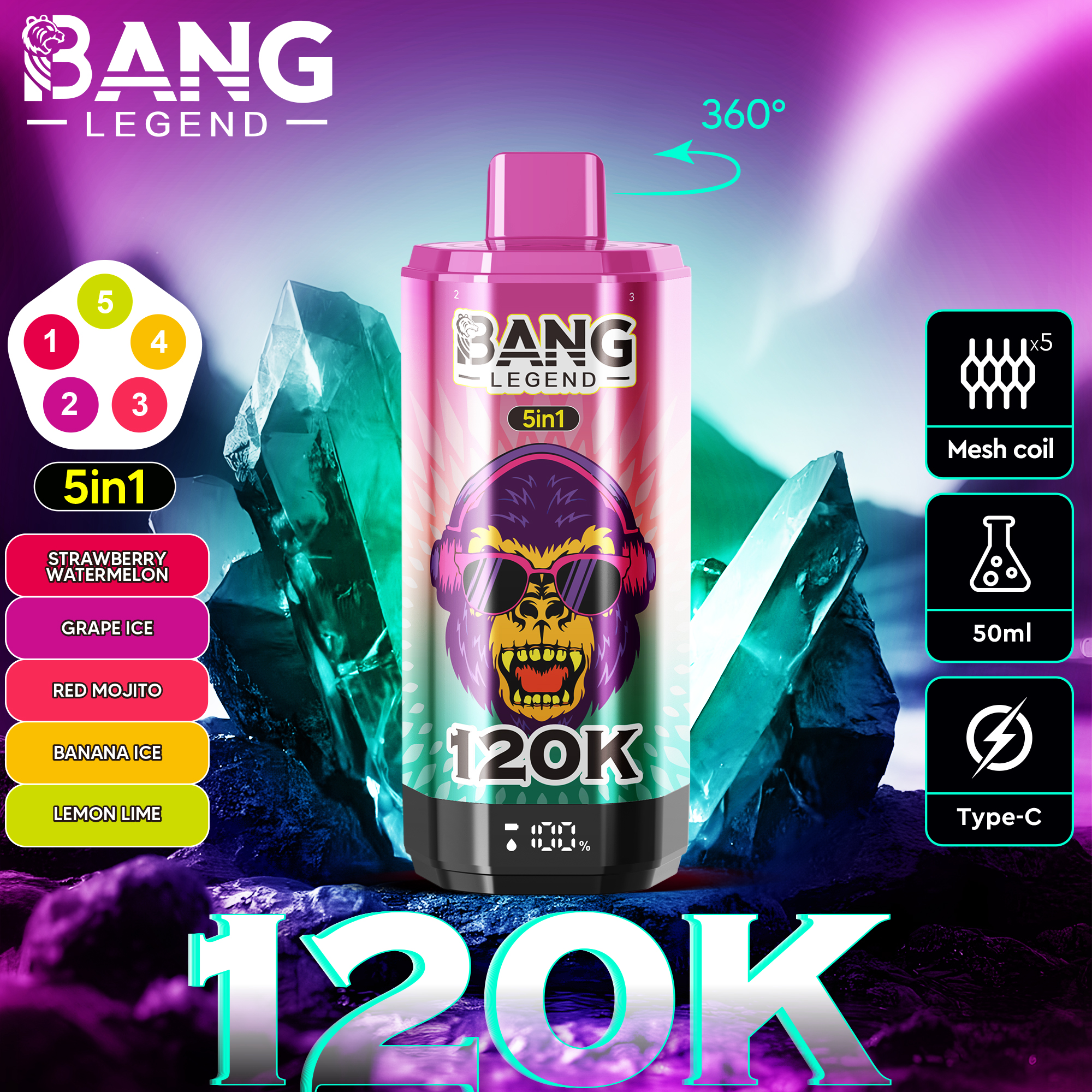 Bang Legend 120K Züge Einweg-Vape - Billede 9