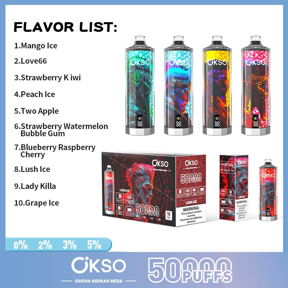 OKSO Shisha Hookah Mega 50000 Züge Einweg-Vape - immagine 10