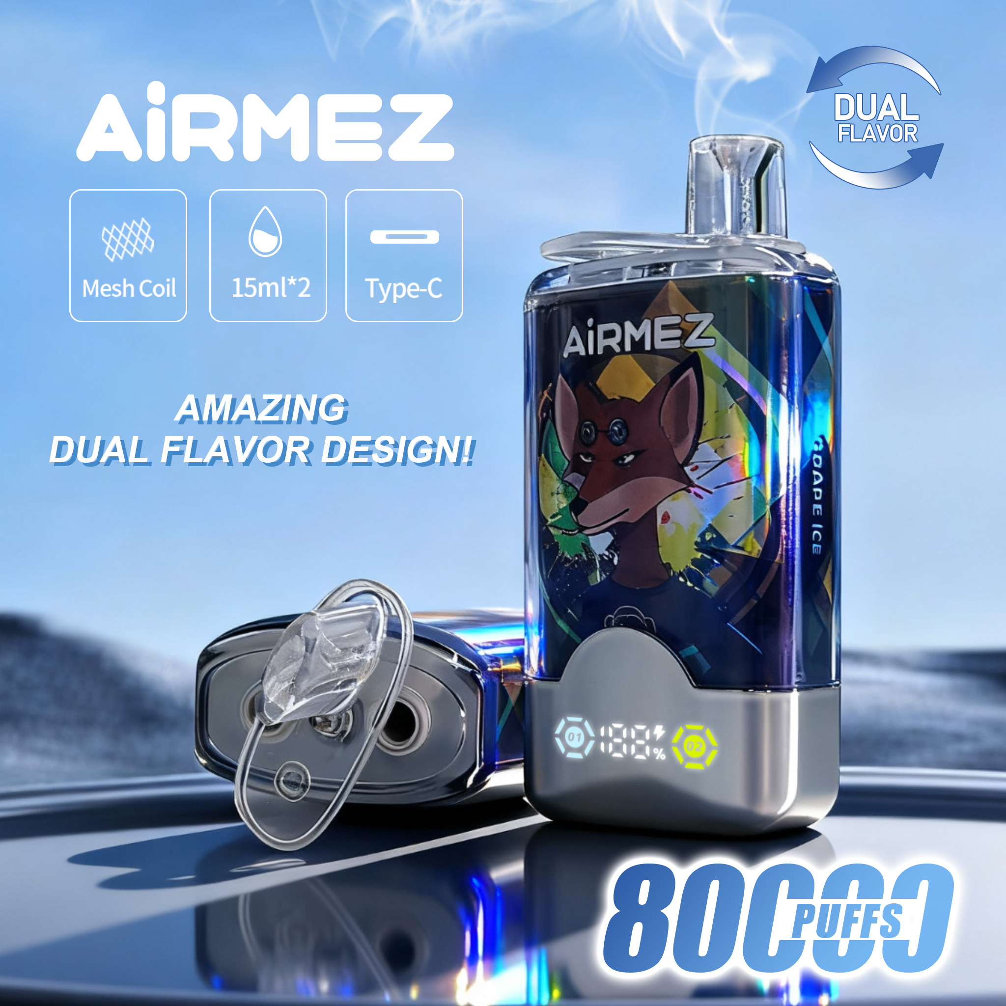 Airmez FOX 2 IN 1 80000 Züge Einweg-Vape - Bild 3