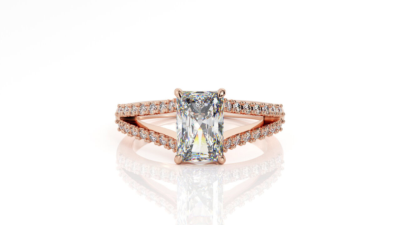 טבעת אירוסין פרינסס עיטור כפול