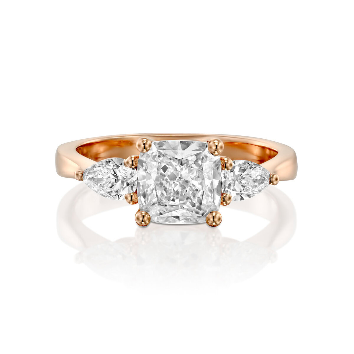 טבעת קושן 1.50ct וזוג טיפות