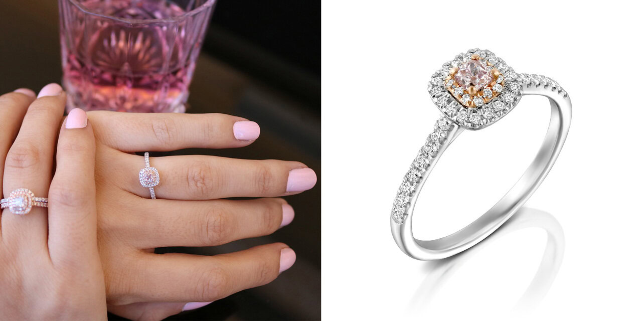 טבעת יהלום ורוד