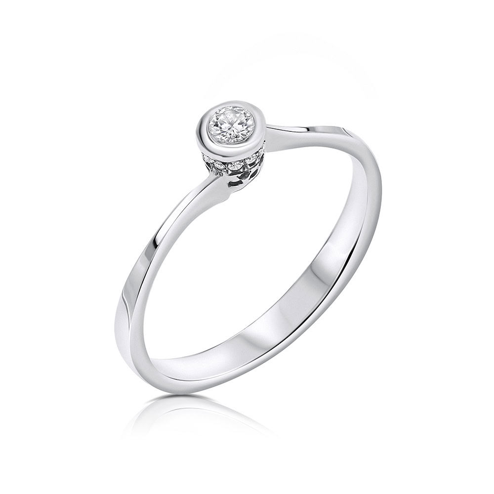 טבעת אירוסין סוליטר זהב לבן דגם Rina