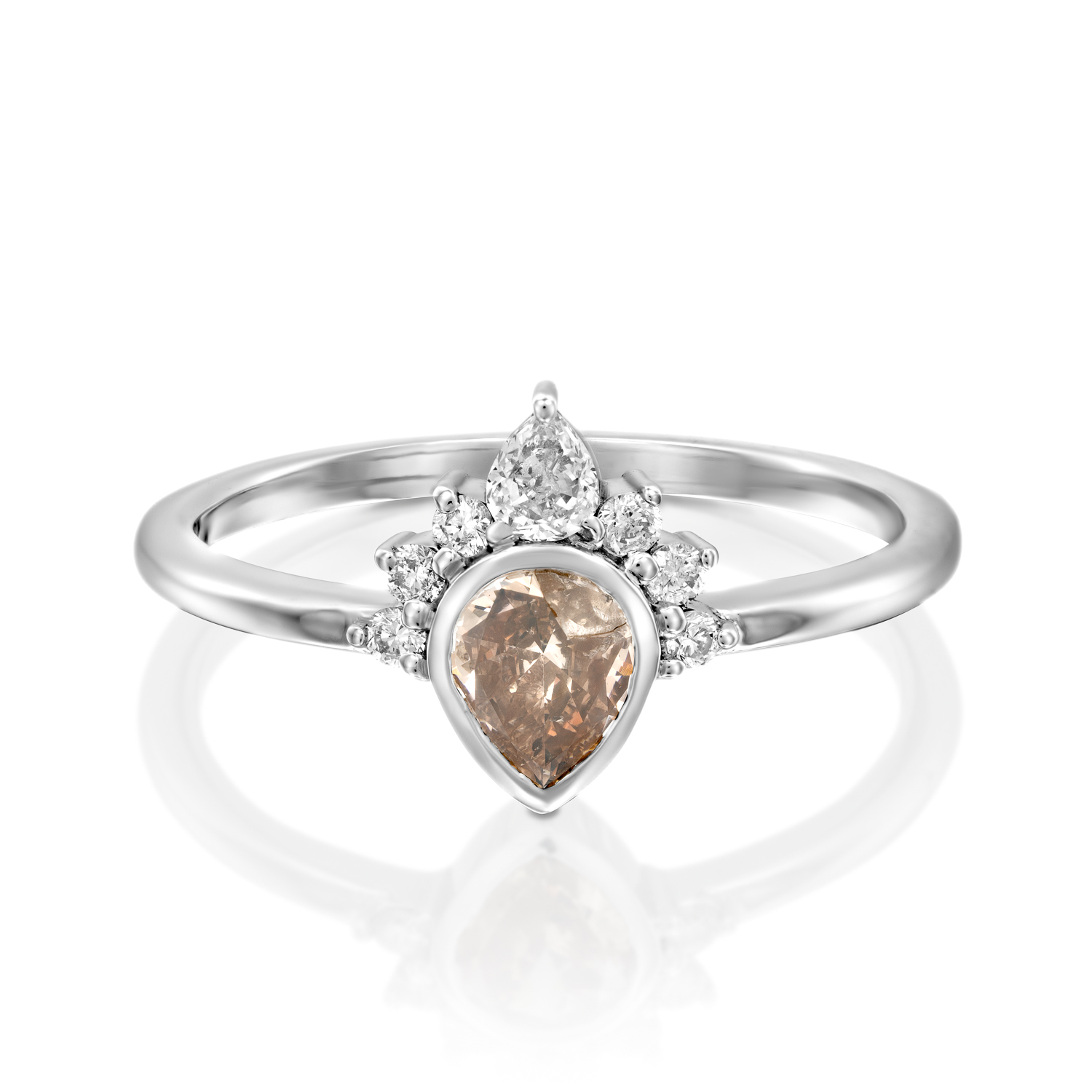 טבעת יהלום טיפה שמפניה