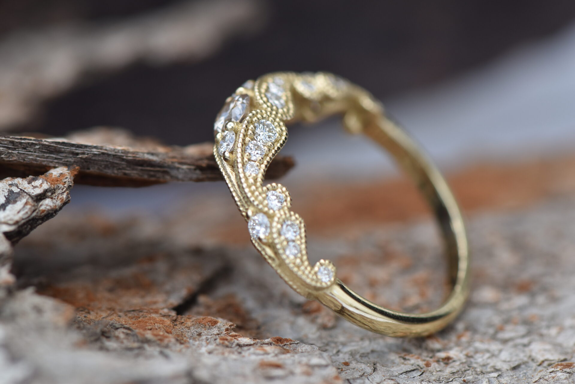 ⁦טבעת וינטאג' יהלומים מלא⁩ – תמונה ⁦5⁩