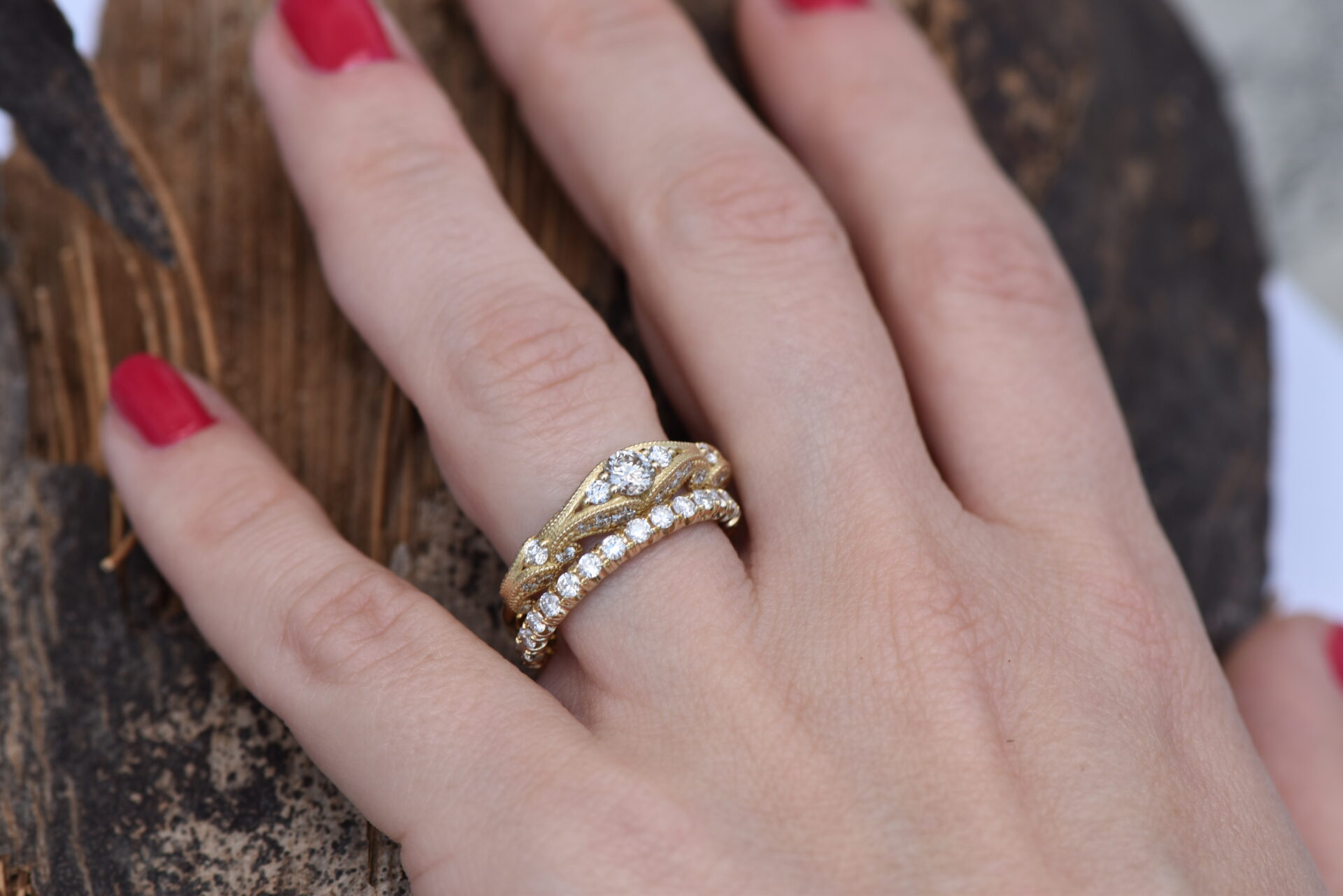 ⁦טבעת וינטאג' יהלומים מלא⁩ – תמונה ⁦6⁩