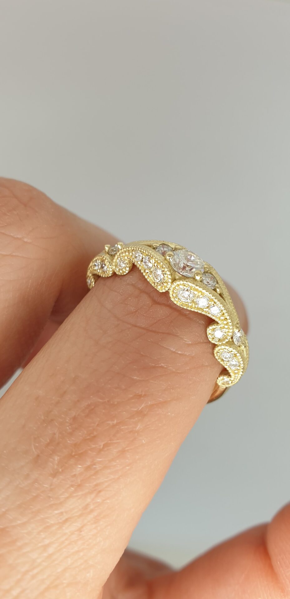 ⁦טבעת וינטאג' יהלומים מלא⁩ – תמונה ⁦9⁩