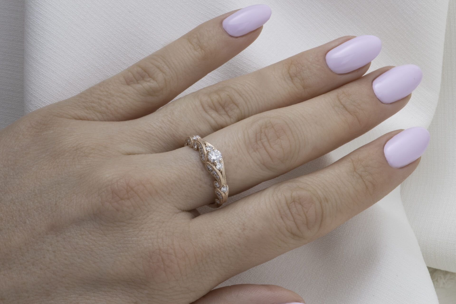 ⁦טבעת וינטאג' יהלומים מלא⁩ – תמונה ⁦10⁩