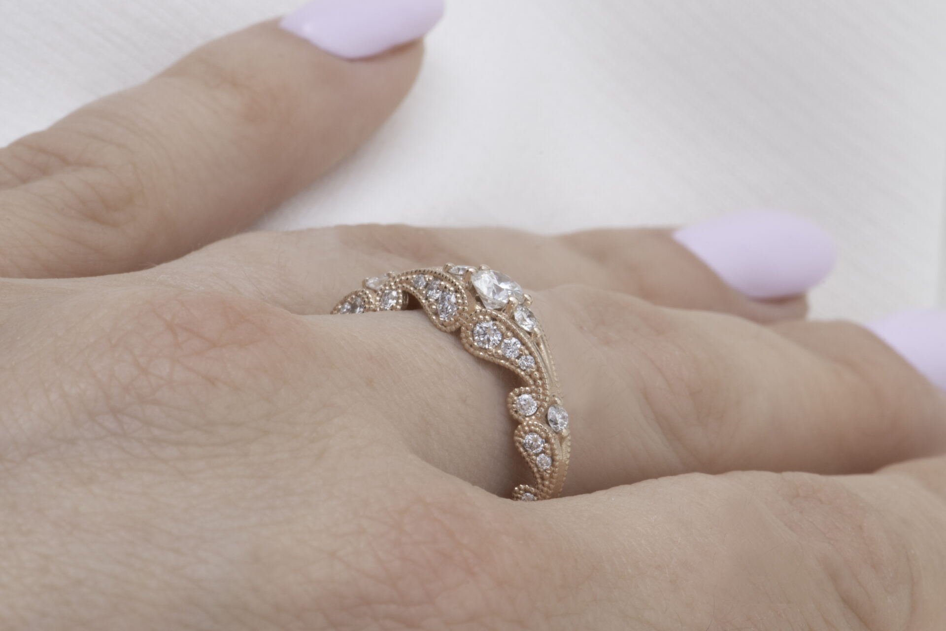 ⁦טבעת וינטאג' יהלומים מלא⁩ – תמונה ⁦11⁩