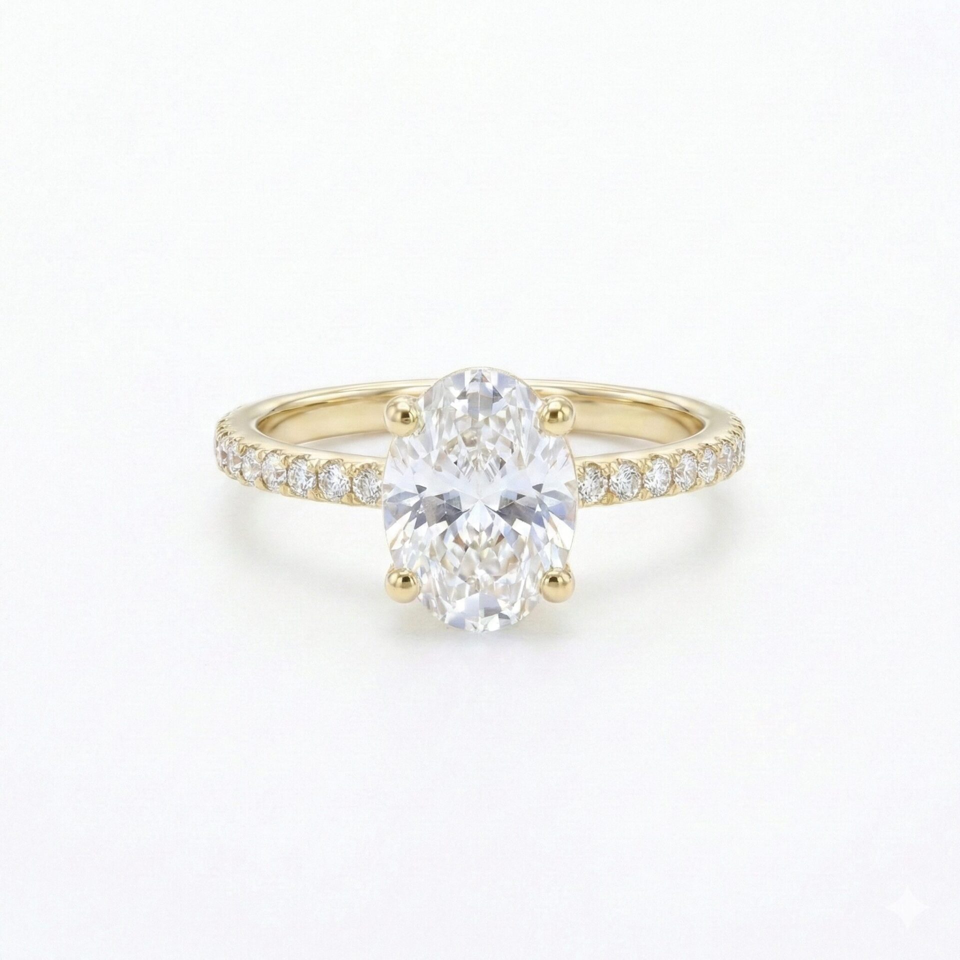 ⁦טבעת אירוסין 'סופיה' – יהלום אובלי 1.5 קראט משובץ בצידי הטבעת⁩ – תמונה ⁦2⁩