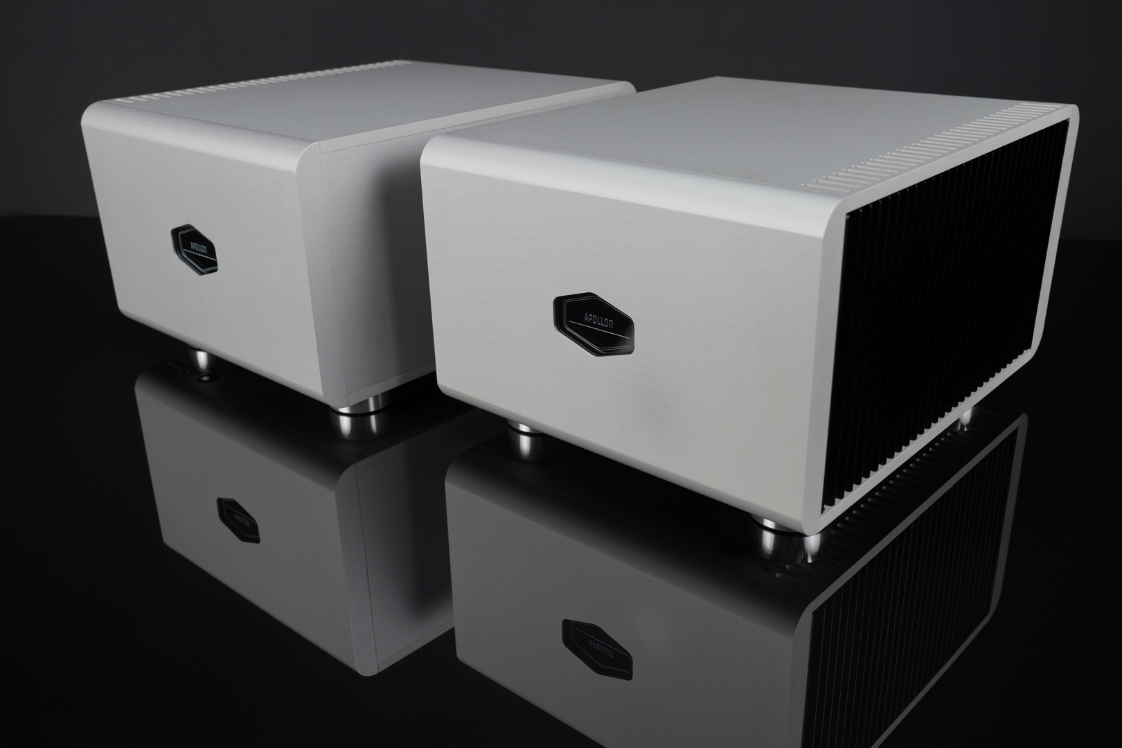 Hypex-NC2K-Apollon-PNC2k-Mono-Premium-Amplifier-Silver-Anodized-Front View Pair