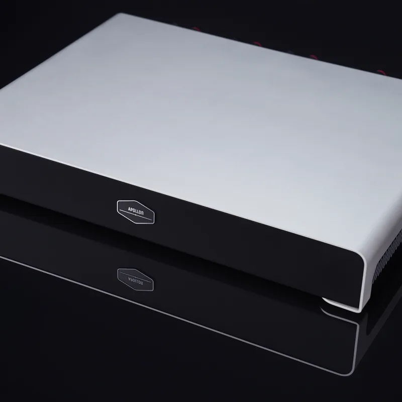 Purifi Eigentakt 1ET400A Multichannel Amplifier Apollon Audio Silver Anodized Isometric