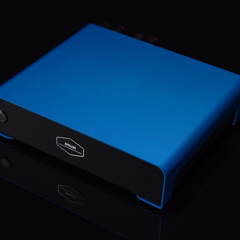 Hypex NC122MP Stereo Amplifier Blue Anodized Front Side View Apollon Audio