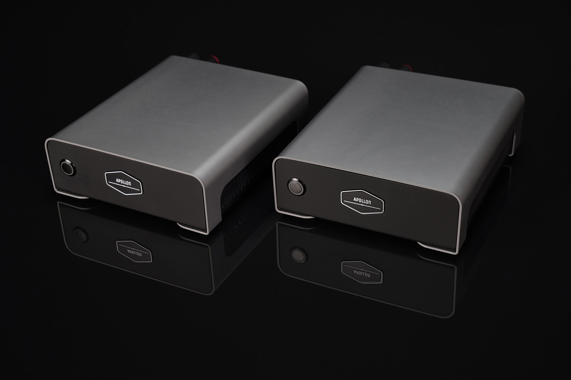 Hypex NC500MP Monoblock Amplifier Titan Anodized Pair Side View Apollon Audio