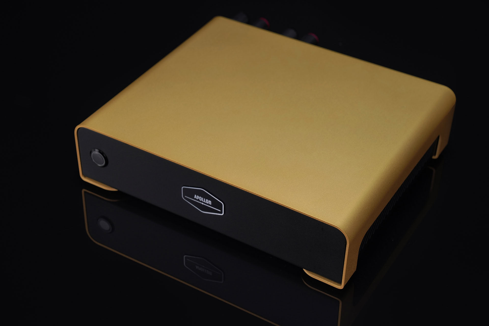 Hypex NC502MP Stereo Amplifier Gold Anodized Front Side View Apollon Audio