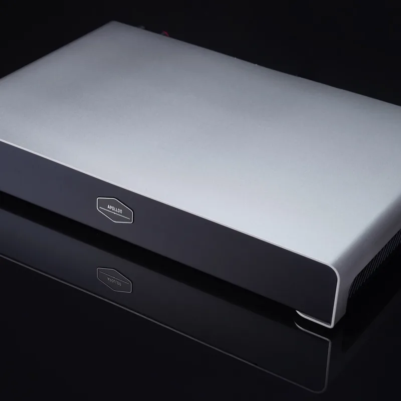 Hypex Nilai 500 Dual Mono Amplifier Apollon Audio Silver Color Front Side view