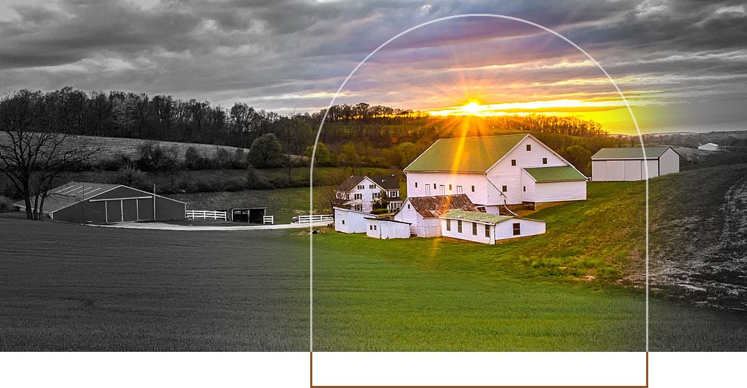 South-central PA farm at sunset