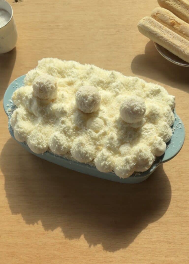 Raffaello Tiramisu (Easy No Bake Coconut Dessert)