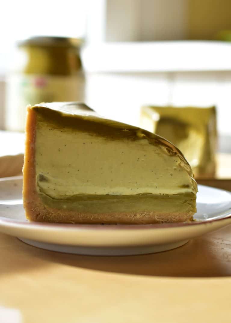 White Chocolate Vanilla Bean Pistachio Cheesecake